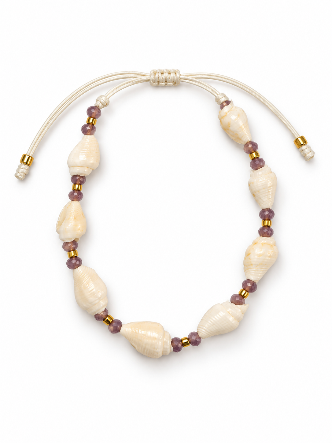 Concial Shell Wholesale Rainbow Cone Shell Bracelet Bracelet Adjustable Braided Cord ...