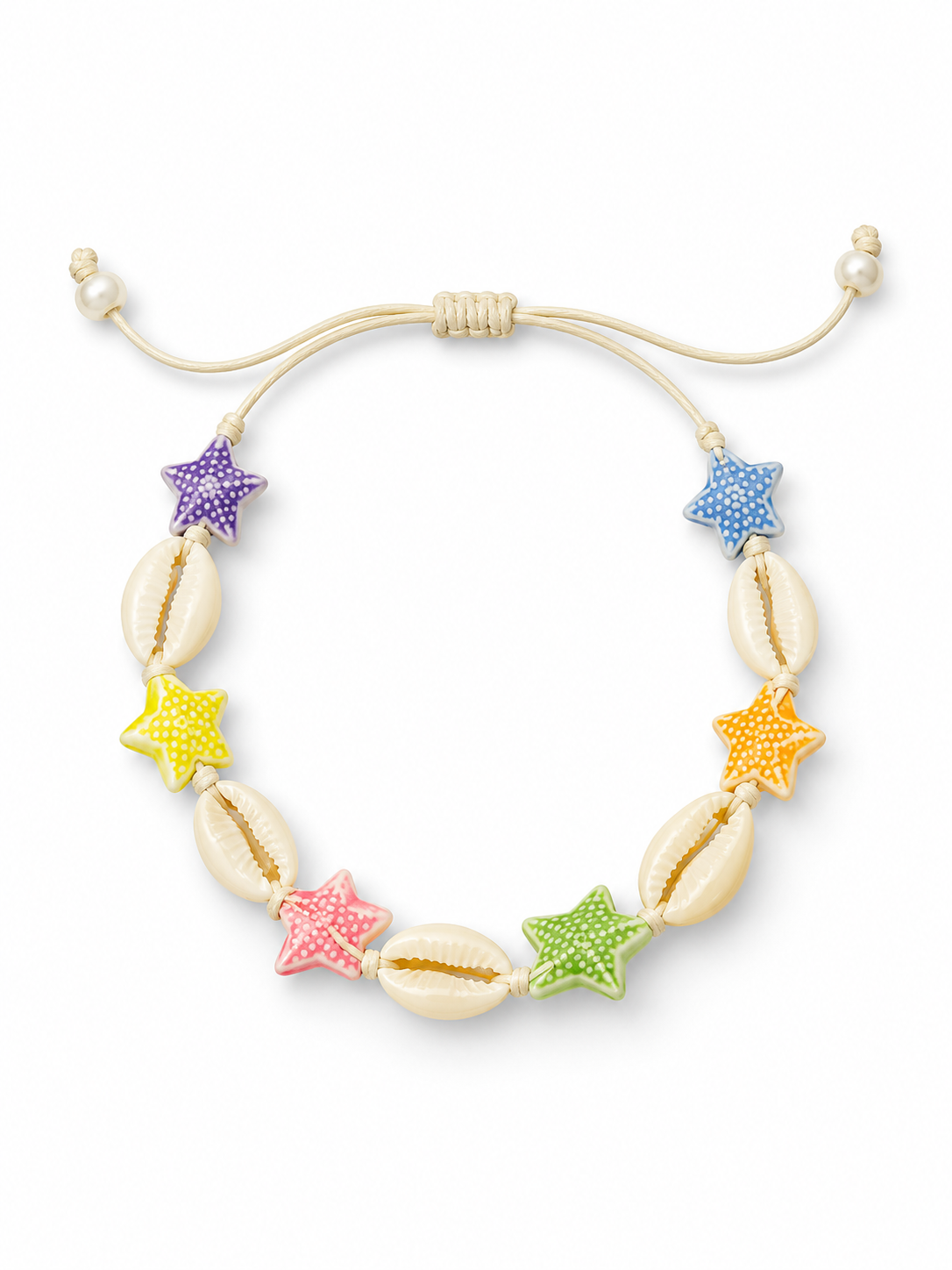 Concial Shell Wholesale Rainbow Cone Shell Bracelet Bracelet Adjustable Braided Cord ...
